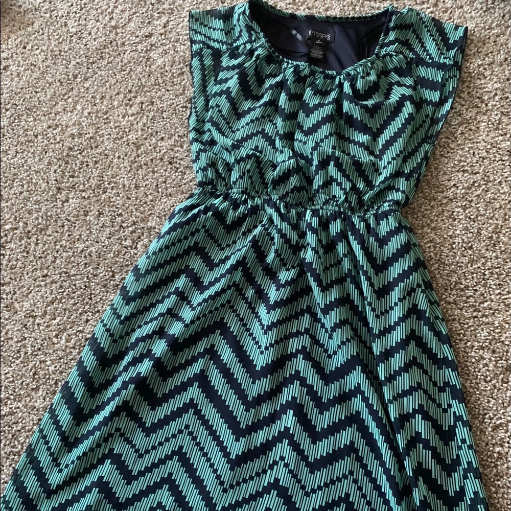 Multicolored blue dress